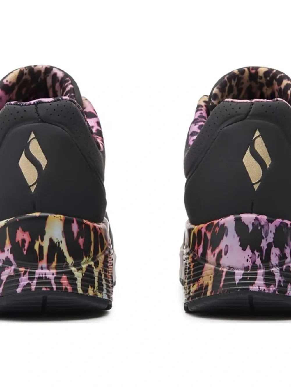 Skechers Women's Black Sneakers with Multicolor Leopard Detail